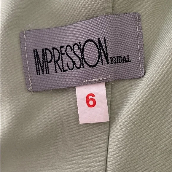 Strapless Sage Green Chiffon Dress with Rosette Detail - Picture 5 of 5